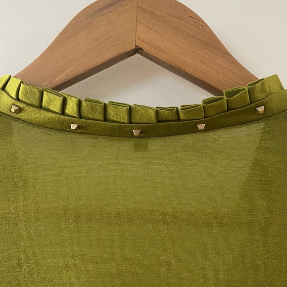 Gucci green vintage long sleeve cotton with gold studs and cuffs, size M - Picture 8 of 10